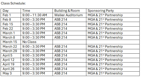 NextGen Coders program spring schedule.